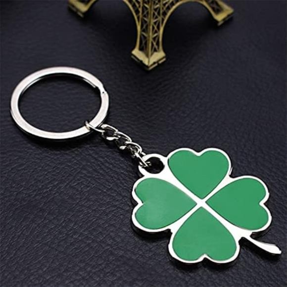 Four Clover Key Chain Ring 3D Chrome Metal Car Keychain Keyring Alloy Key Holder - Picture 3 of 3